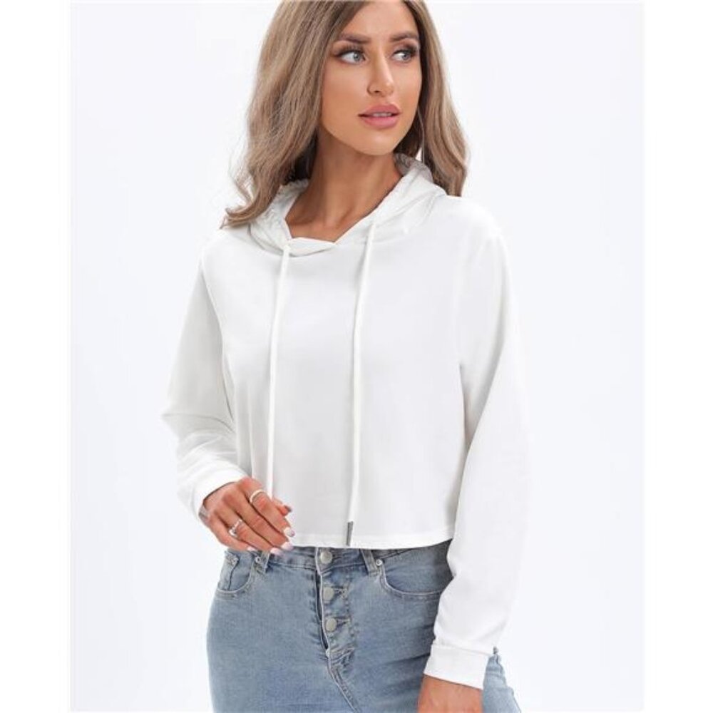 Women's Drawstring Cropped Hoodie Casual Hoodies for Women - Picture 3 of 7